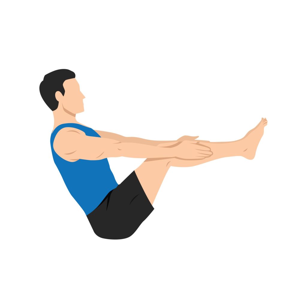 Person doing Boat (or Navasana) Yoga pose for weight loss.